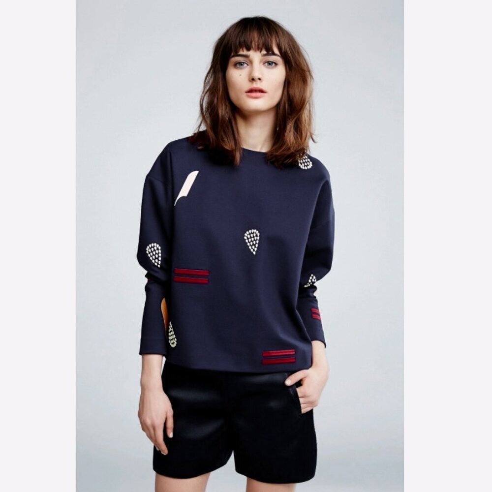 Nanushka Yona Embellished and Embroidered Long Sleeve Top Medium